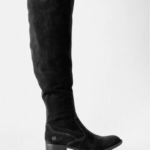 Born Women's 9 M Black Suede Cricket Over-the-knee Low Heel Tall Riding Boots